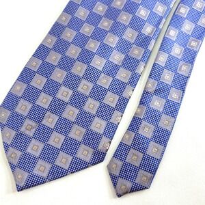 Andrew Fezza Tie Blue Purple Geometric Silk Stain Resistant Handmade 1877
